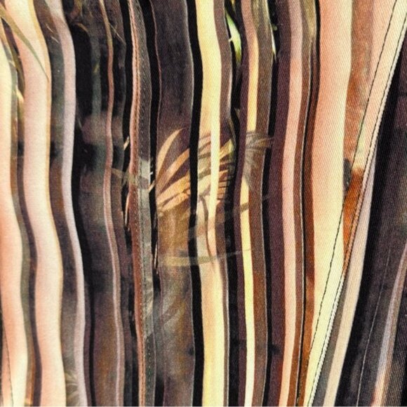 Alberto Makali- Green/Brown Bamboo Pattern-Hook Closure-Cropped Blazer Jacket - Picture 9 of 15